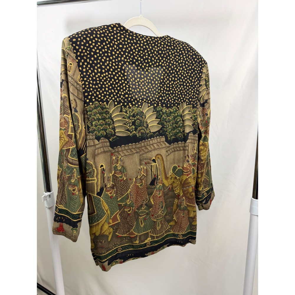 Signet New York Vintage Elephant Novelty Print Blazer Jacket Rayon Large USA - Picture 2 of 16